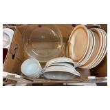 3 PYREX BAKING DISHES & CORELLE/OXFORD CINNAMON