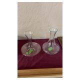 2 CLEAR GLASS VASES