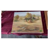 MID CENTURY MODERN OIL PAINTING TEPEES 16X20