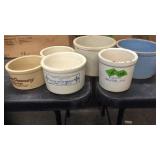 GROUP OF 6 SMALL STONEWARE CROCKS