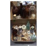 BX W/ DRUGSTORE BOTTLES & BX W/ PUREX BOTTLES