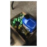 BX W/ RATCHET TIE DOWN STRAP, JUG OF HYDRUALIC