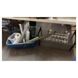 BASKET W/ MISC ITEMS & RACKS