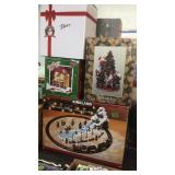 CHRSTMAS TRAIN SET & VILLAGE PIECES