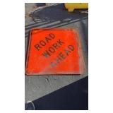 2 ROAD WORK AHEAD SIGNS