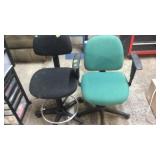 GREEN OFFICE CHAIR & BLACK OFFICE CHAIR