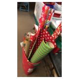 GROUP OF WRAPPING PAPER & 2 ORANMENT TRAYS W/