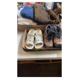 LADIES HIKING BOOTS, SLIDES, NEW T-SHIRTS,