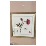EMBROIDERED FRAMED FLOWER PICTURE, 30'X31'