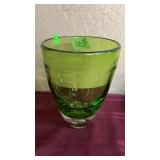 GREEN GLASS BUBBLE VASE