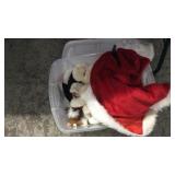 TOTE W/ SANTA SUIT & PLUSH ANIMALS
