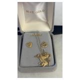 14KT GOLD NECKLACE & EARRINGS