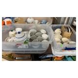 3 TOTES OF CHINA PIECES & STONEWARE