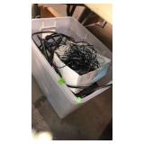 TOTE W/ MISC ELECTRONIC WIRE, HDMI CABLE, ETC