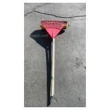GRASS RAKE & 2 SHOP BROOMS
