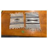 2 SMALL HAND WOVEN WOOL MATS