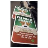 2 METAL PET WASTE CLEAN UP SIGNS