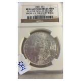 1885-S BRILLANT UNCRIC MORGAN SILVER DOLLA