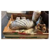 SEA SHELLS, BIRD FIGURES, CANDLE HOLDERS, VASE