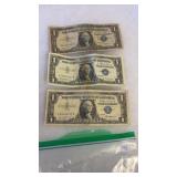 3 ONE DOLLAR SILVER CERTIFICATES