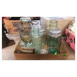 BX OF OLD BOTTLES 7 JARS