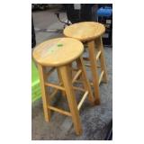 2 WOOD BAR STOOLS