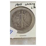 1945 WALKING LIBERTY SILVER HALF DOLLAR