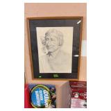 PENCIL SKETCH DATED 1967 OF NATIVE AMERICAN