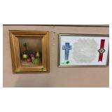 CROCHET PICTURE & SIGNED FRUIT PICTURE