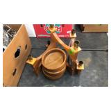 MID CENTURY MODERN CANDLE STICK HOLDER & WOOD