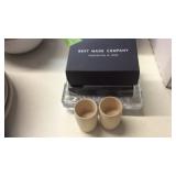 2 PR OF BEST MADE SAKE CUPS & LEADED CRYSTAL DISH