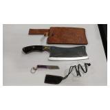 2 DAMASCUS STYLE KNIVES W/ SHEATHS