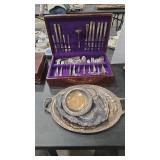 BOX OF FLATWARE AND SILVER PLATED ITEMS