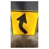 RIGHT TURN METAL ROAD SIGN