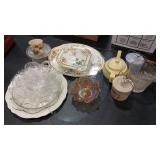 ANTIQUE CONVEX GLASS FRAME INSERT AND GLASSWARE