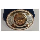 MONTANA BI CENTENNIAL BRONZE TOKEN BELT BUCKLE