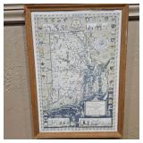 FRAMED MAP OF RHODE ISLAND
