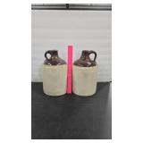 TWO BROWN GLAZED 1 HANDLE GALLON JUGS