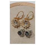 2 PAIR 925 CZ & MYSTIC TOPAZ COLOR EARRINGS
