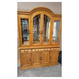 2 PIECE BEVELED GLASS LIGHTED BUFFET