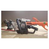 CRAFTSMAN HEDGE TRIMMER, 3 GAS CANS, WATER JUG, A
