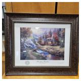 THOMAS KINKADE 'MOUNTAIN PARADISE' FRAMED ART