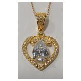 PEAR SHAPED CZ 925 GOLD TONE NECKLACE