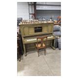 VINTAGE J.&C. FISCHER PLAYER PIANO AND 28 MUSIC