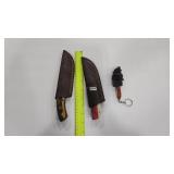 3 DAMASCUS STYLE KNIVES W/ SHEATHS