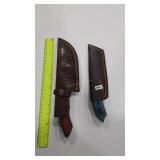 2 DAMASCUS STYLE KNIVES W/ SHEATHS