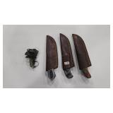 4 DAMASCUS STYLE KNIVES W/ SHEATHS