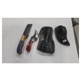 2 DAMASCUS STYLE KNIVES W/ SHEATHS