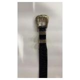 STERLING SILVER BUCKLE W/ GENUINE CROCODILE BELT