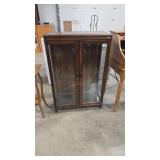 GLASS & WOOD ANTQ DISPLAY CABINET - LIGHTED